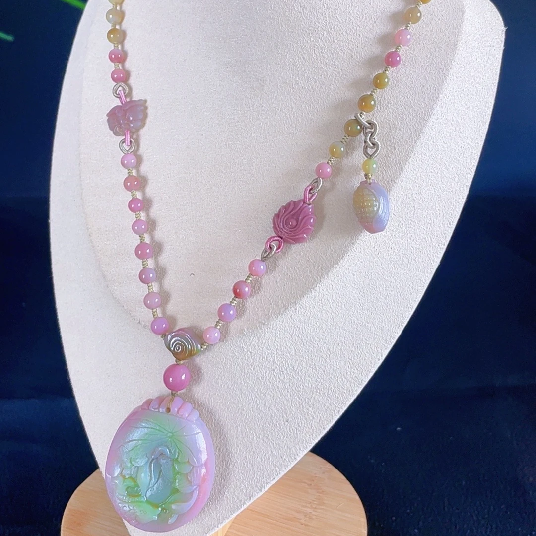 凤玺天然老矿盐源玛瑙精美精美手工编绳吊坠时尚气质