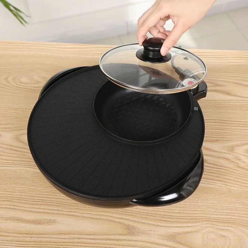 韩式多功能涮烤一体锅家用烤肉锅电烧烤炉电热火锅