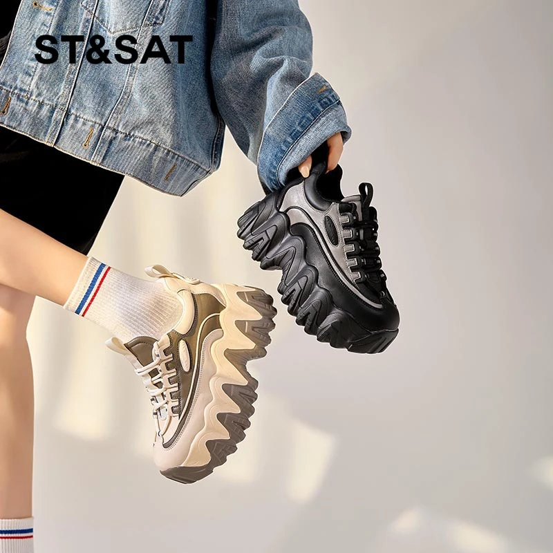 St&Sat/星期六女鞋时尚酷飒百搭四季厚底老爹鞋1022号SS331120FE
