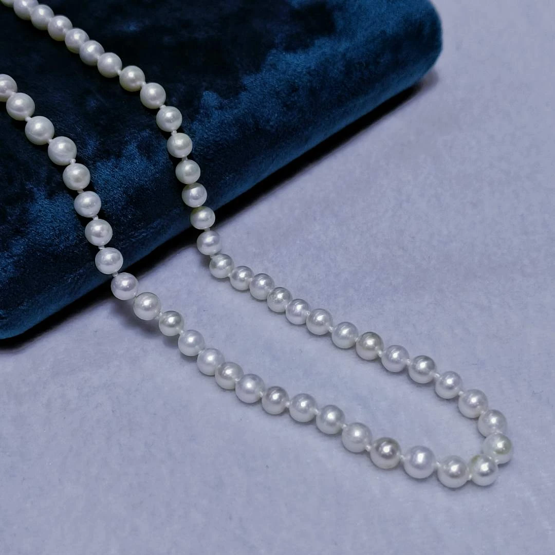 MYF004  天然淡水珍珠6-7mm近圆满串珍珠项链时尚百搭经典
