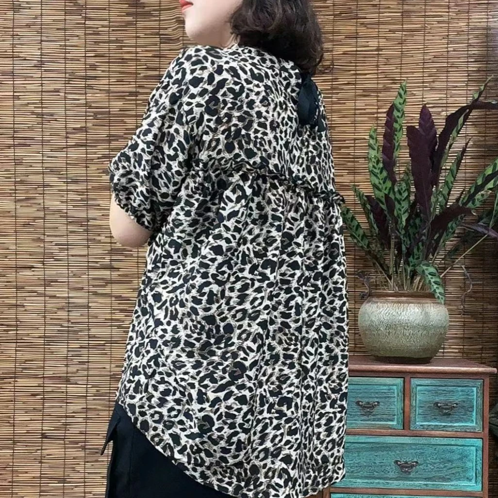 2022新款豹纹圆领T恤