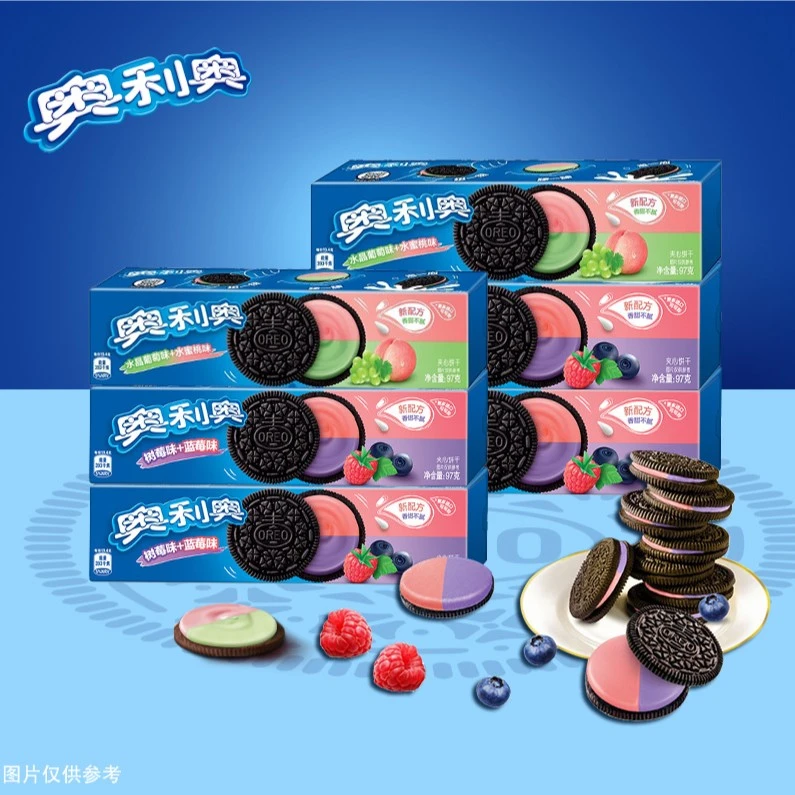 奥利奥夹心饼干多口味蓝莓树莓葡萄蜜桃味97g×6盒