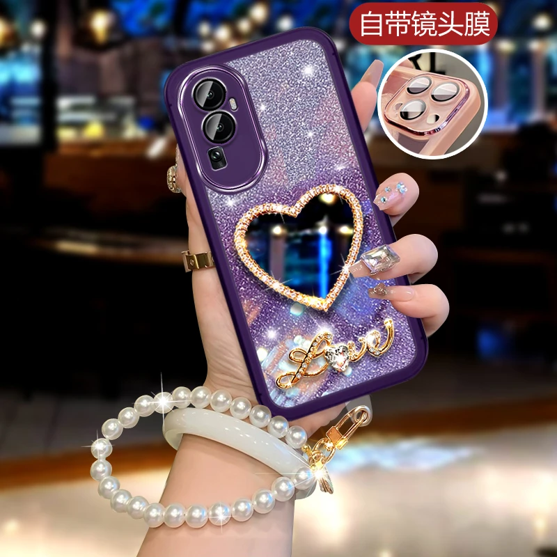 OPPOreno10手机壳带镜头膜5g全包防摔PHW110高级时尚Reno10爱心镜