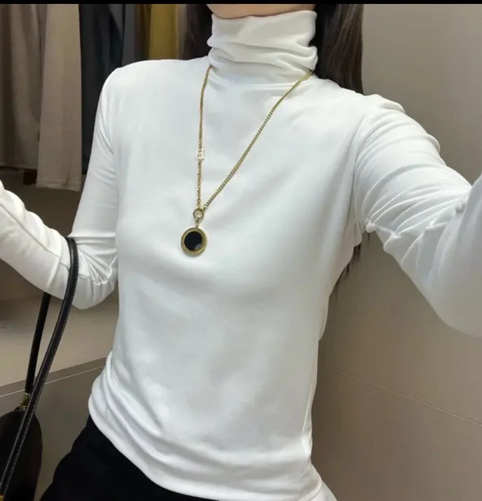 高领堆堆领加厚磨毛打底衫女上衣显瘦