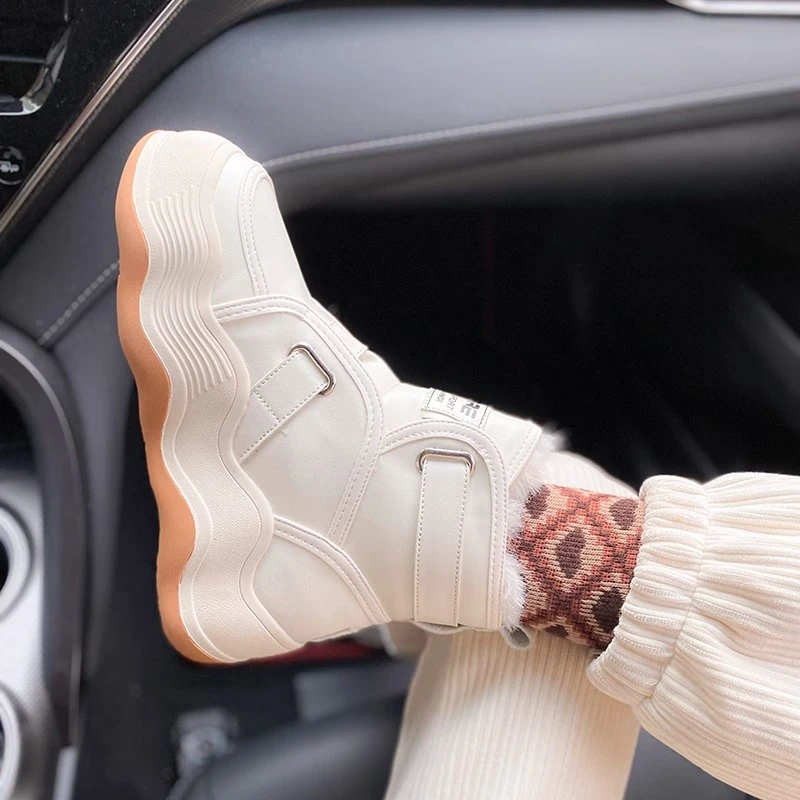 回力瑞雪地靴女冬季2023年新款加绒波浪厚底马丁靴子短靴学生棉鞋