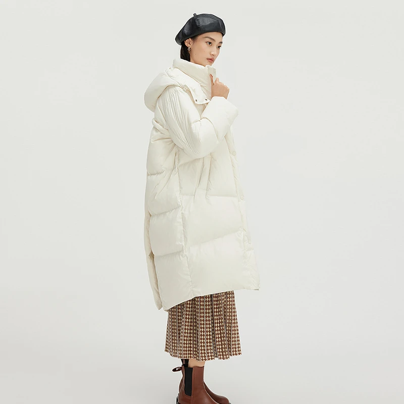 【达人专属】播连帽羽绒服中长保暖外套女DDQ4RD5312