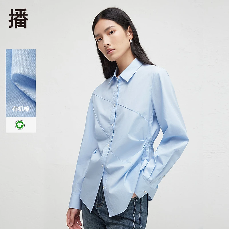 【达人专属】播袖口压褶收紧衬衫DDR3CD5031