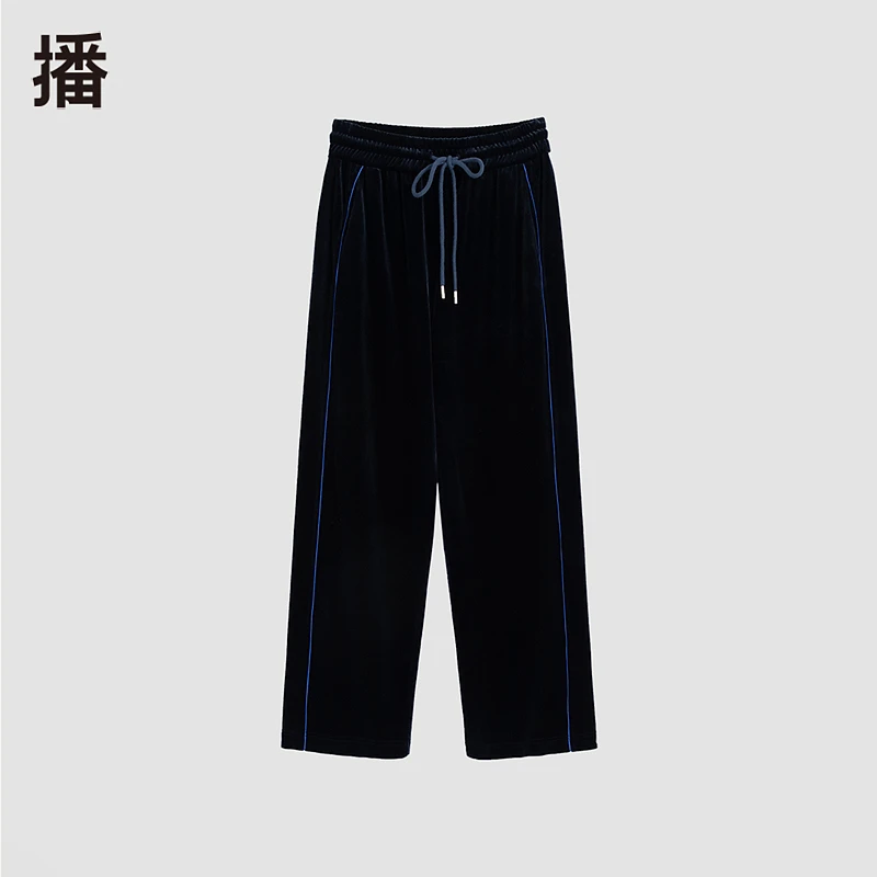【达人专属】播春季新款系带松紧腰丝绒休闲裤BDQ1KD0012藏匿宇宙
