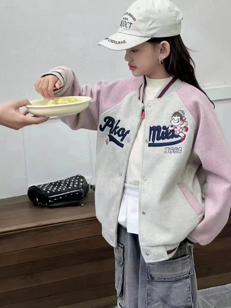 【实体品质】女童冬季棒球服棉服原创设计秋冬女童中大童韩版时尚