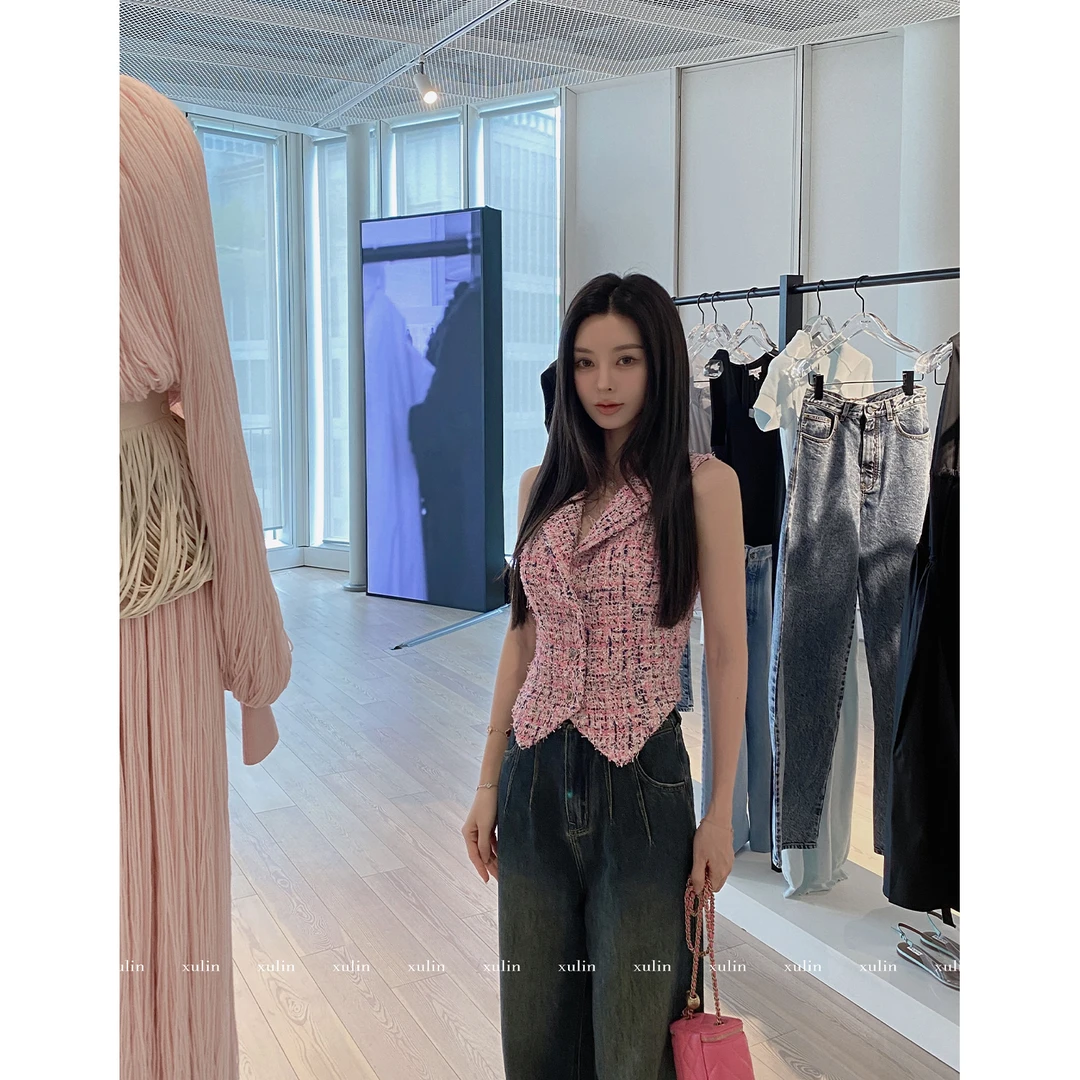 MINISTUDIO徐琳「反转巴黎」小香风收腰短款马甲外套x240313