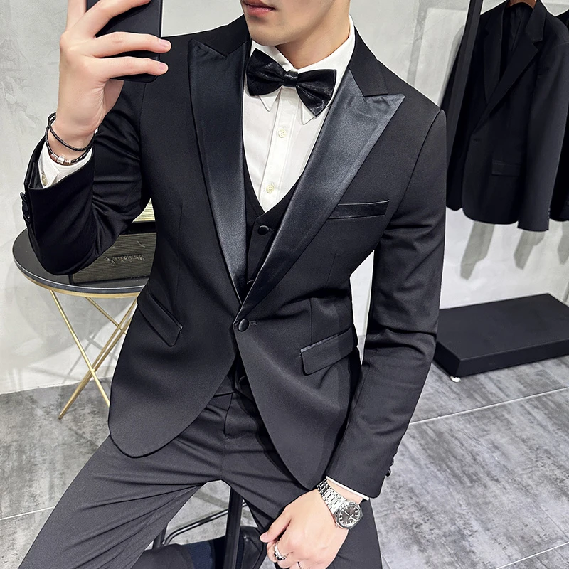 新郎高定婚礼西服套装男士多宴会合唱团西装礼服大尺码主持人结婚