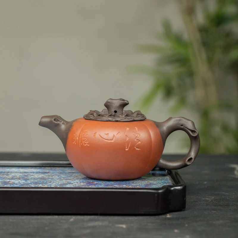 官窑紫砂一厂80年代中期-双色柿子壶 170cc