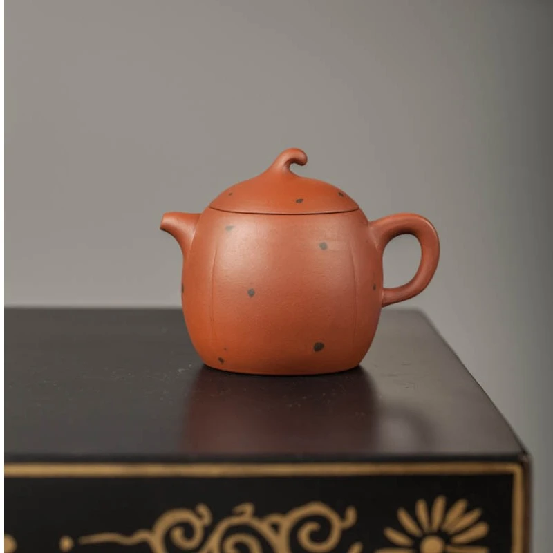 官窑紫砂一厂80年代白标期-红花梨壶 180cc