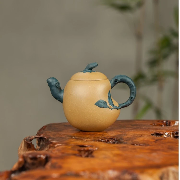 官窑紫砂一厂90年代初期-双色茄瓜壶 160cc