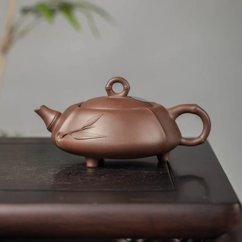 官窑紫砂一厂90年代镭射标期-紫石竹壶 180cc