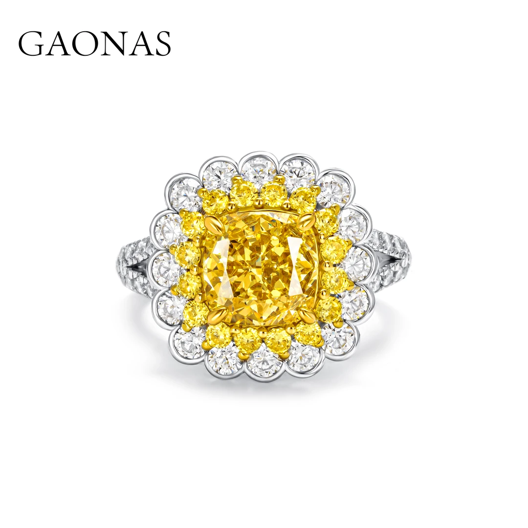 GAONAS 925银合成锆石戒指 高纳仕 向日葵 黄色花戒指 YJ041633