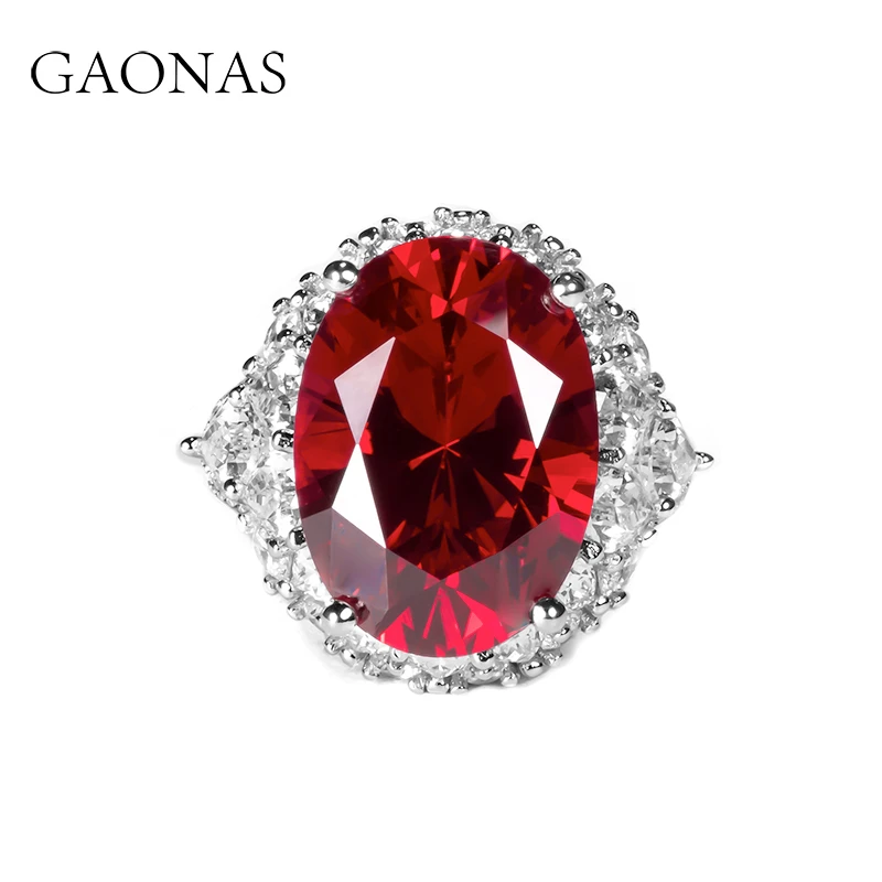 GAONAS 925银合成锆石戒指 高纳仕 时尚红色大克拉戒指 RJ033000