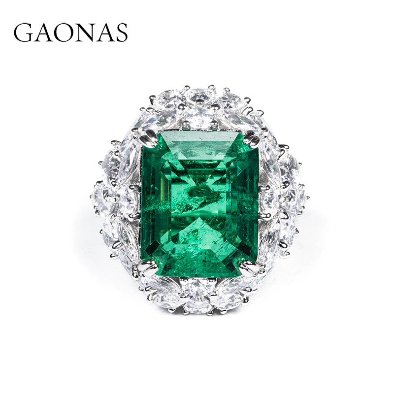 GAONAS 925银合成锆石戒指 高纳仕 芳华 富婆的快乐绿戒 GJ042830
