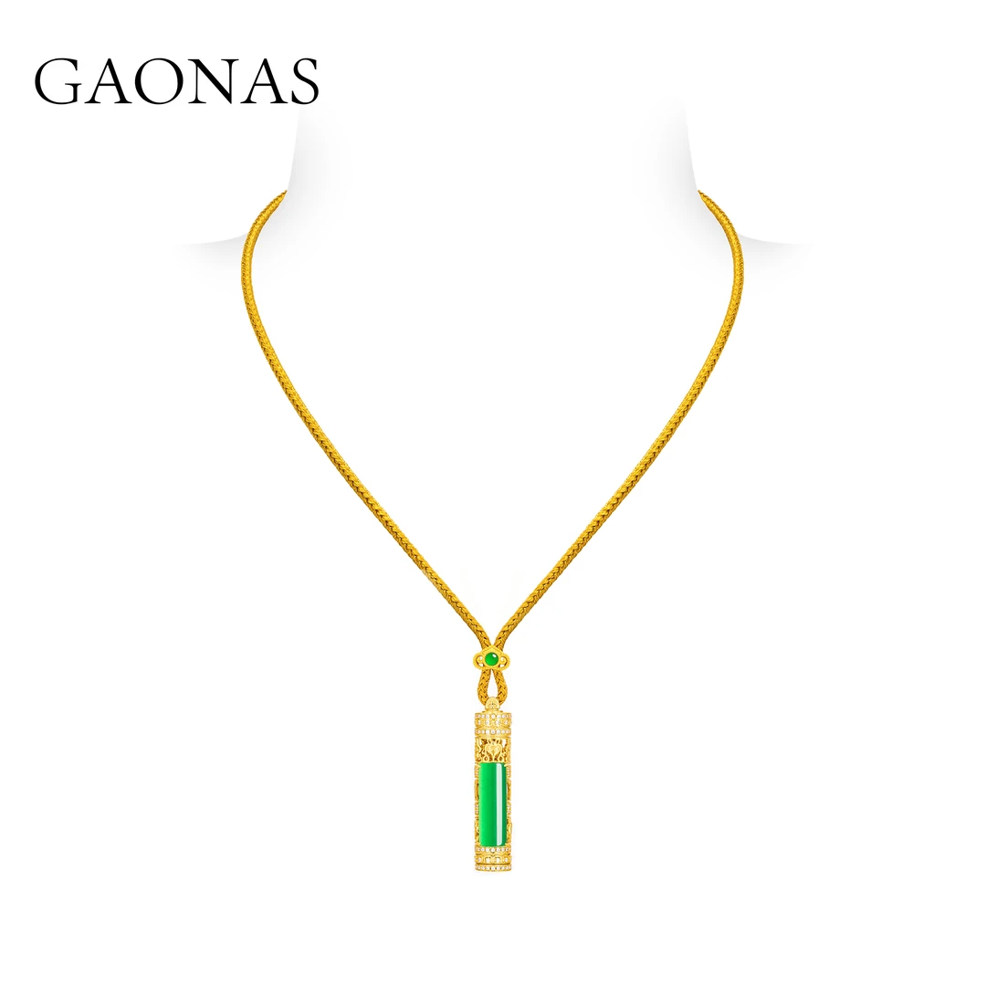 GAONAS 项链 笙箫和鸣  国风设计金色项链10697XGO