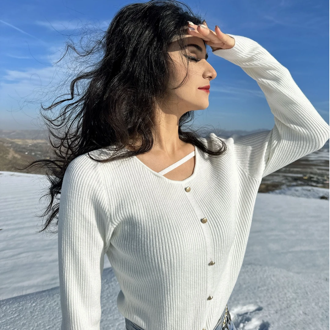 Fargiz新款时尚修身针织长袖秋冬毛衣