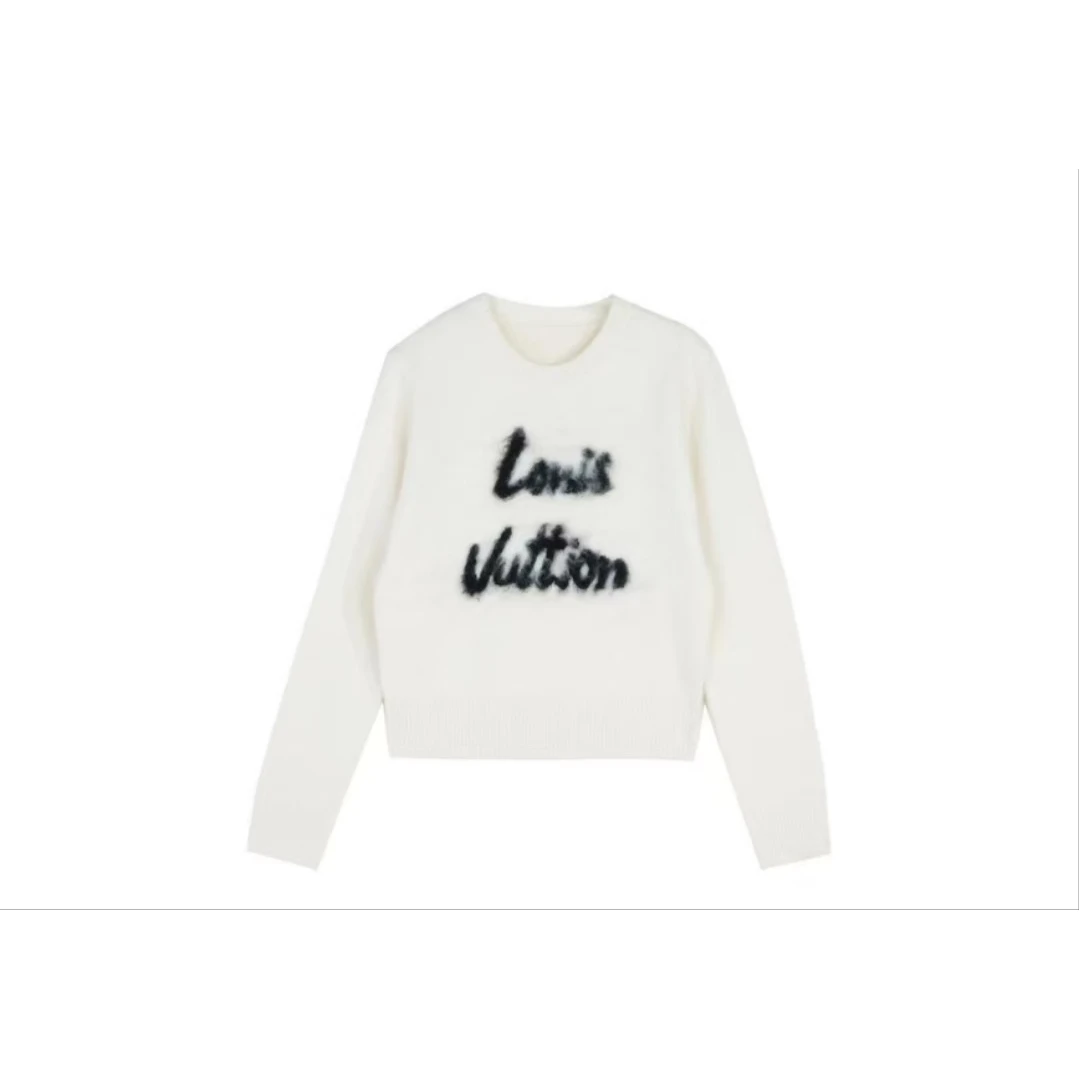 POGU-R2024秋冬新款温柔风圆领毛衣字母提花休闲百搭针织衫