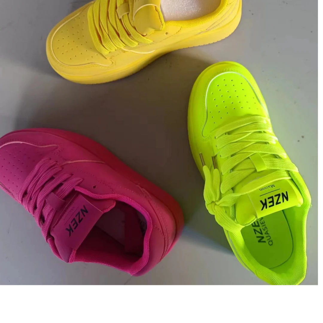 黄色板鞋女2024夏季新款夏日多巴胺厚底休闲鞋871