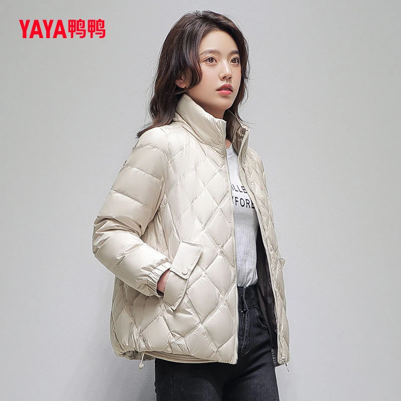YAYA/鸭鸭羽绒服女爆款24年新款立领轻薄休闲简约百搭小个子加厚Y