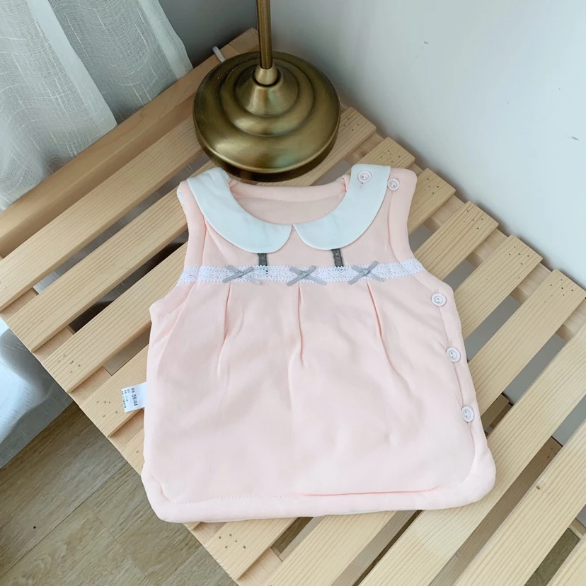 娃娃领棉舒绒马甲儿童婴儿绣花保暖秋冬套装幼儿双层春秋简约加厚