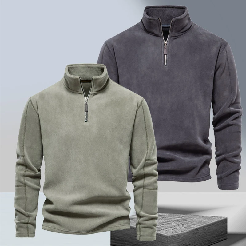 秋冬新款摇粒绒长袖男卫衣男士加绒加厚外套保暖户外抓绒上衣爆款