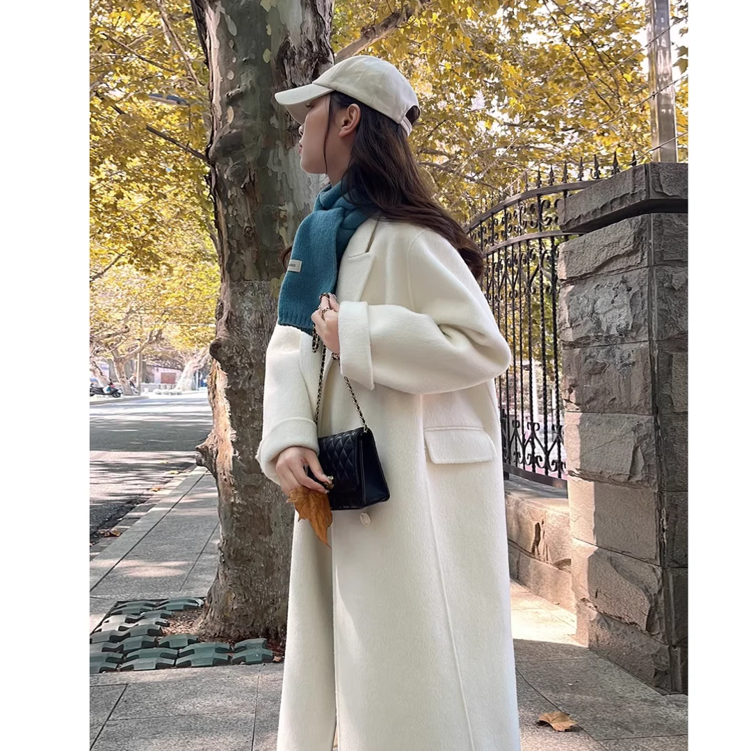 长款新款双面羊毛大衣女气质毛呢外套显瘦纯色秋冬韩版