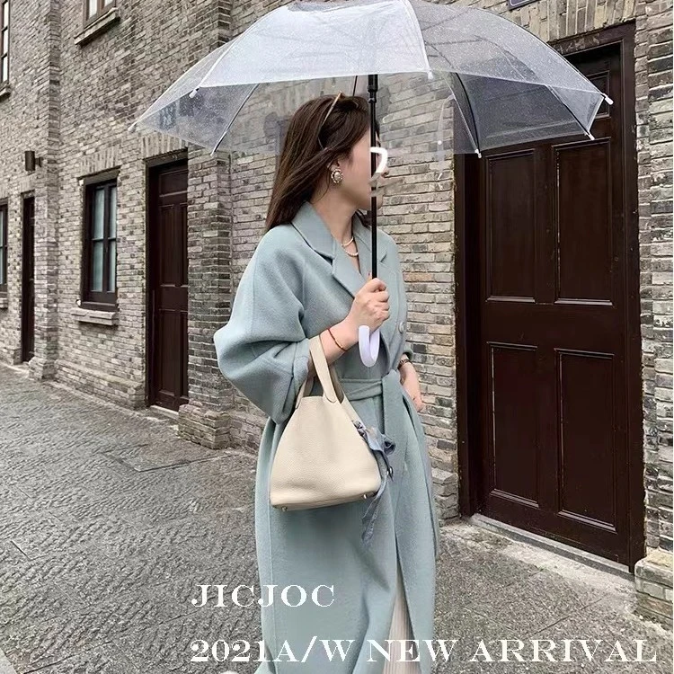 【罗曼庄园】新款双面羊毛大衣女毛呢外套显瘦宽松中长款