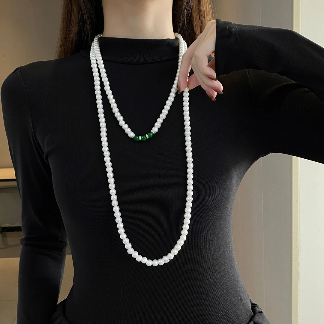 铜项链 精品玻璃珠百搭高级感项链女长款毛衣链时尚气质简约新款