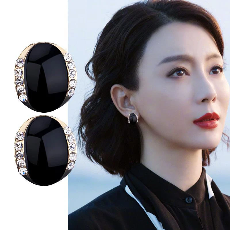 铜合金耳饰 2025年新款耳环个性弧形耳钉女韩国滴油小巧合金耳饰