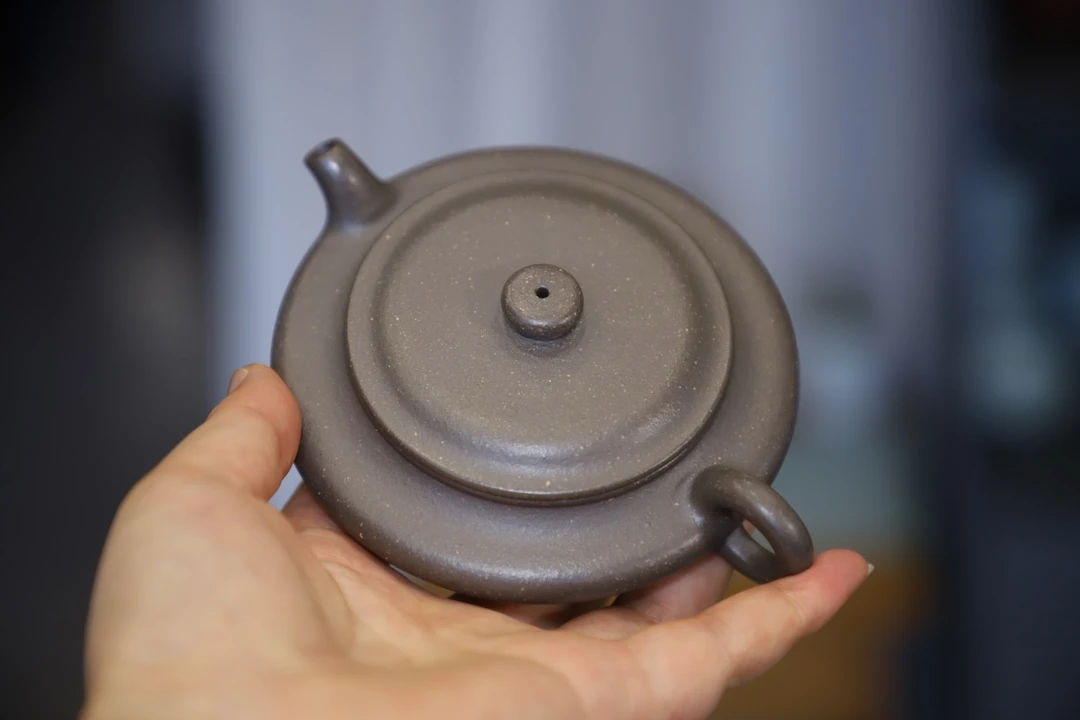 鸣远虚扁壶  江朋老师手制 原矿天青泥  70cc 摹古老款小品