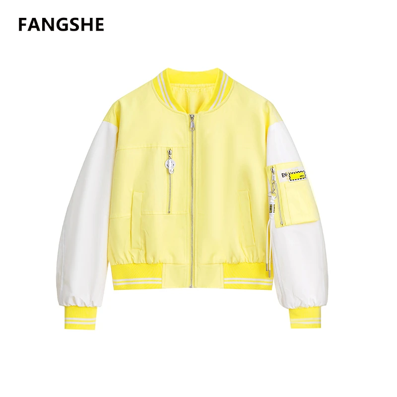 【私人高定】拉链贴标拼色宽松棒球服短款外套A803YJ
