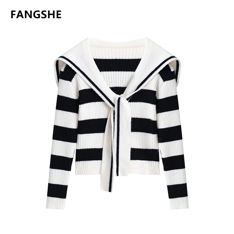 【减龄神器】海军领系带减龄百搭高定条纹毛衣A972