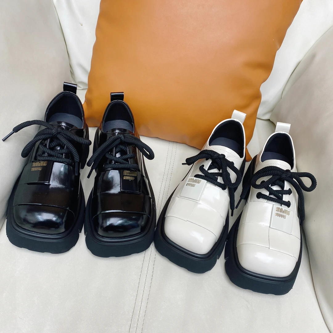 【私人高定】厚底松糕真皮英伦风方头系带乐福小皮鞋6303-2