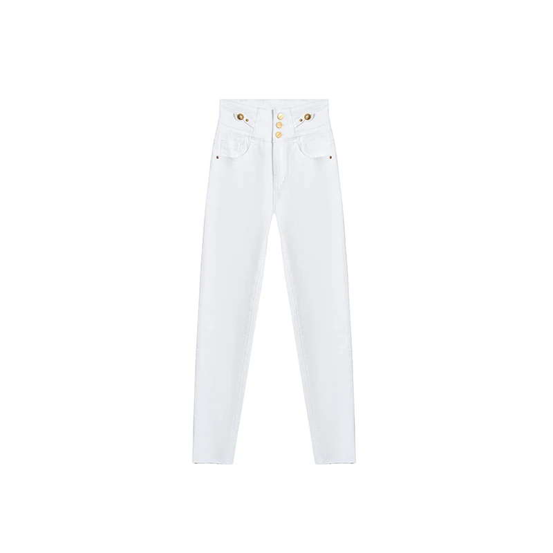 【S姐定制】三粒扣高腰显瘦百搭小脚牛仔裤A2300MM
