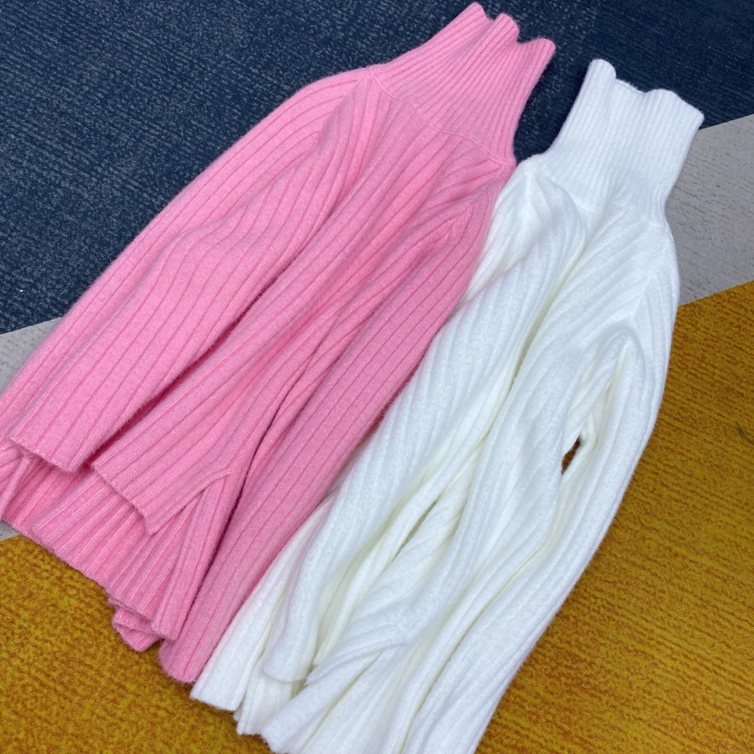 【小甜心】高领坑条侧开叉针织毛衣网红纯色百搭打底长袖FS-1177