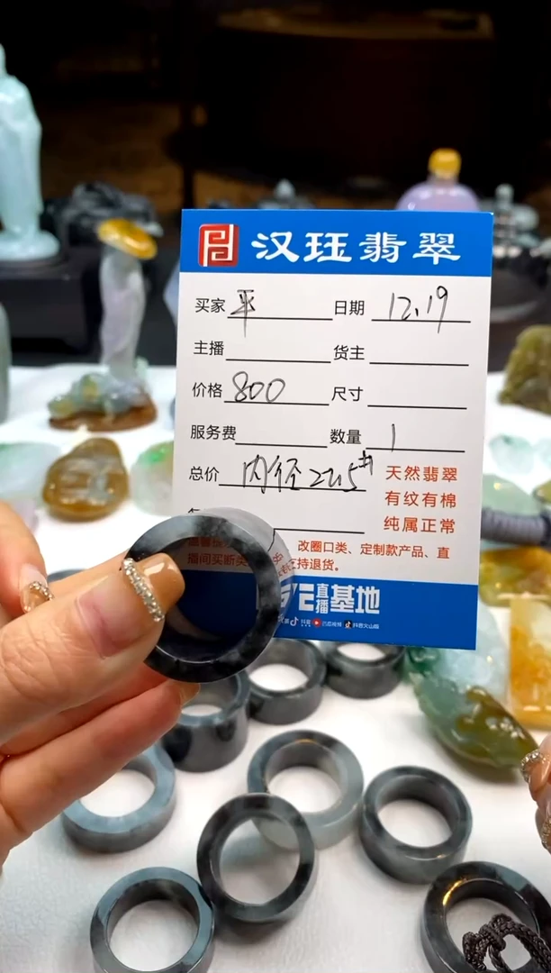 【闪购商品】翡翠颈饰未镶嵌翡翠冰乌鸡扳指