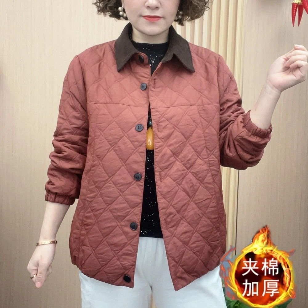 冬季新款时尚宽松夹棉保暖休闲百搭翻领棉服