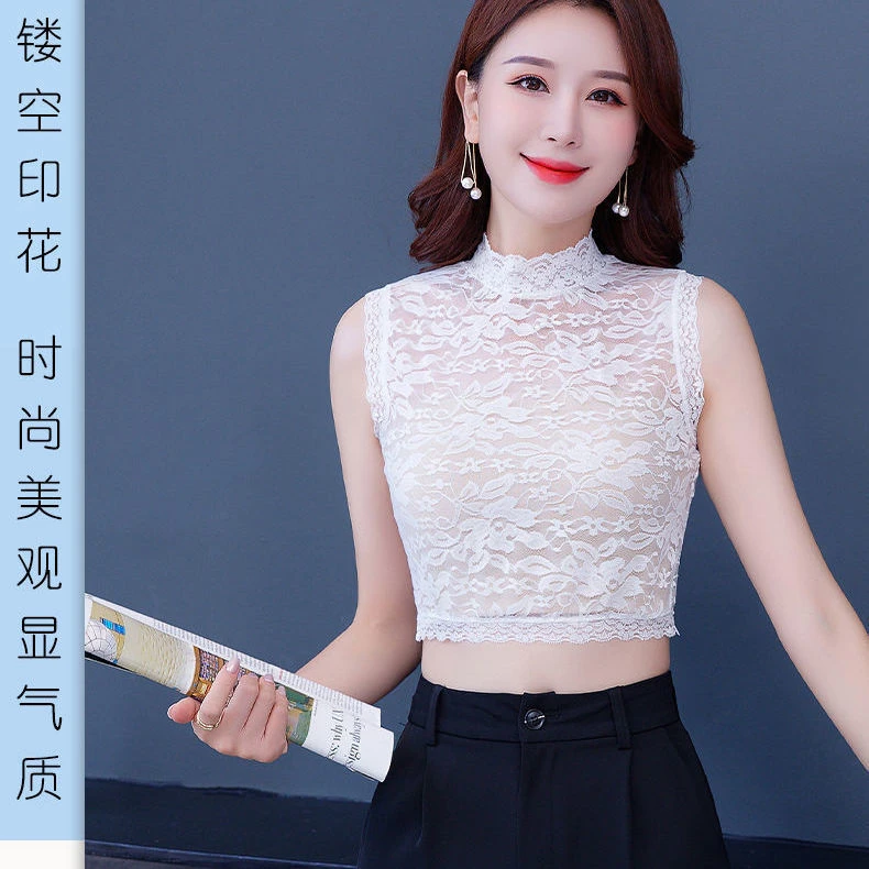 春夏百搭蕾丝假领子新款爆款蕾丝镂空网纱蕾丝衫显女人味打底背心