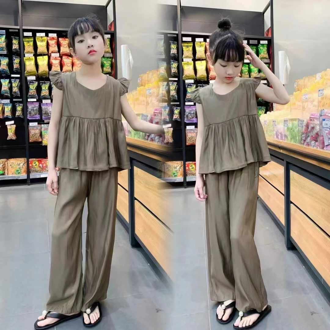 女童夏季【定制】2024新款简约韩系套装儿童时尚韩版中大童夏季套装