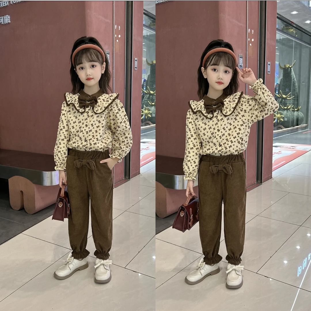 女孩时尚碎花上衣2024新款洋气儿童春秋时髦长袖潮款