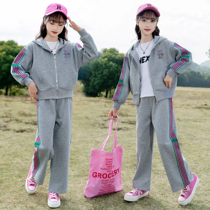 女童套装2024新款春秋季时尚休闲宽松洋气运动二件套中大童潮