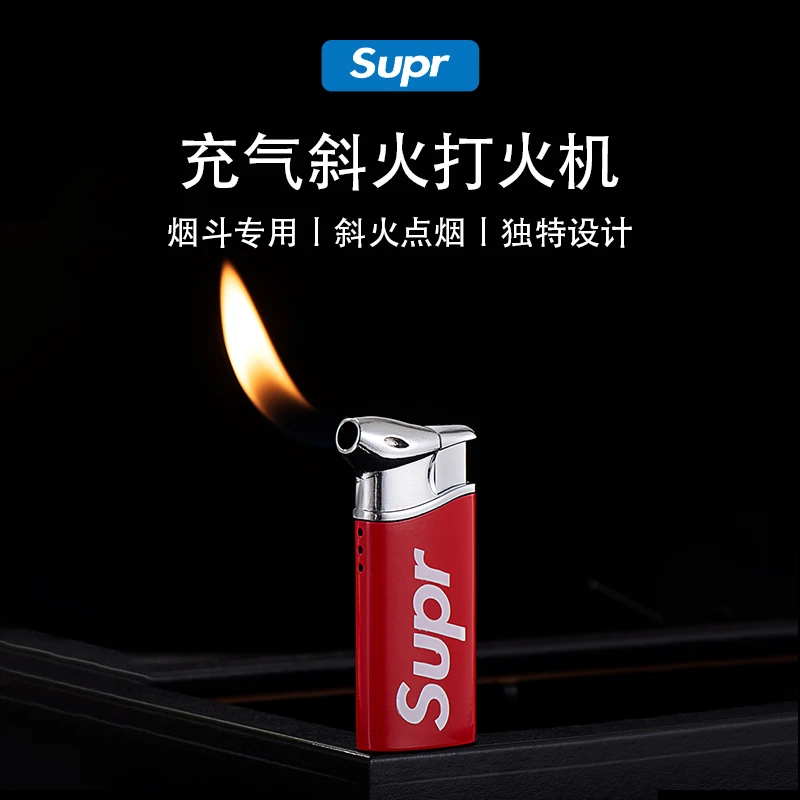 电子按压斜火烟斗创意打火机sup潮牌网红高档防风点火时尚男士