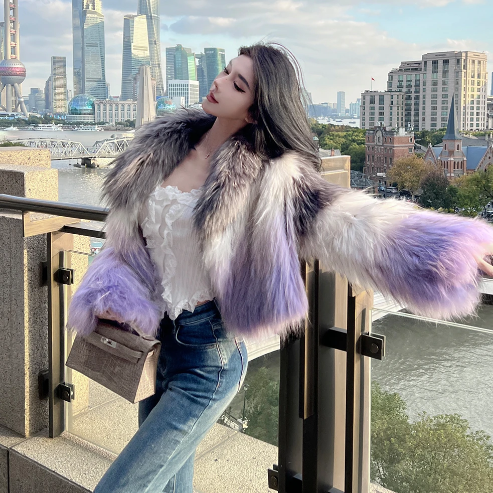 FLAME QUEEN/火焰皇后秘境巴黎 芬兰貉子毛编织皮草时尚外套反季