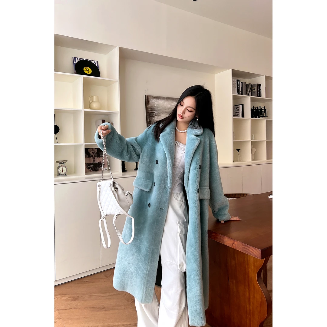 FLAME QUEEN/火焰皇后莎莉小姐 美利奴皮毛一体西装领皮草外套女