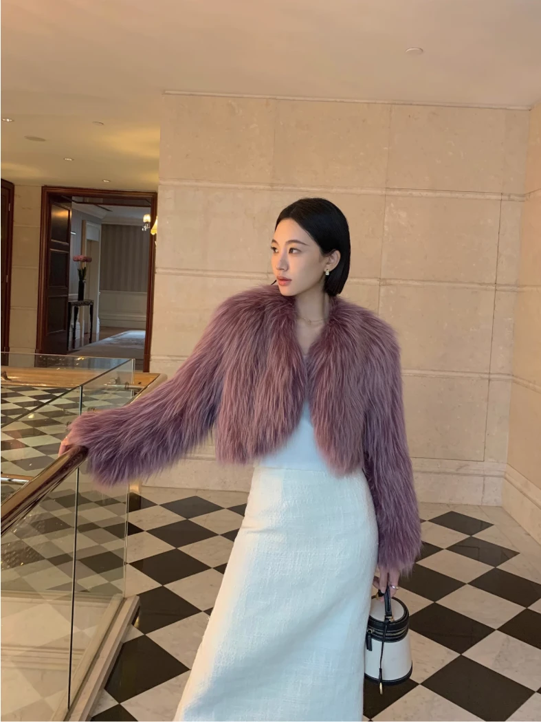 FLAME QUEEN/火焰皇后蔷薇庄园 稀有狐狸毛编织皮草短款外套反季