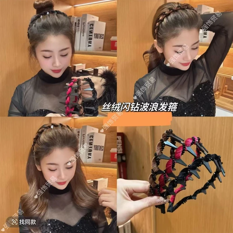 新款闪钻2024款波浪发箍带齿碎发整理发箍女高颅顶气质百搭款
